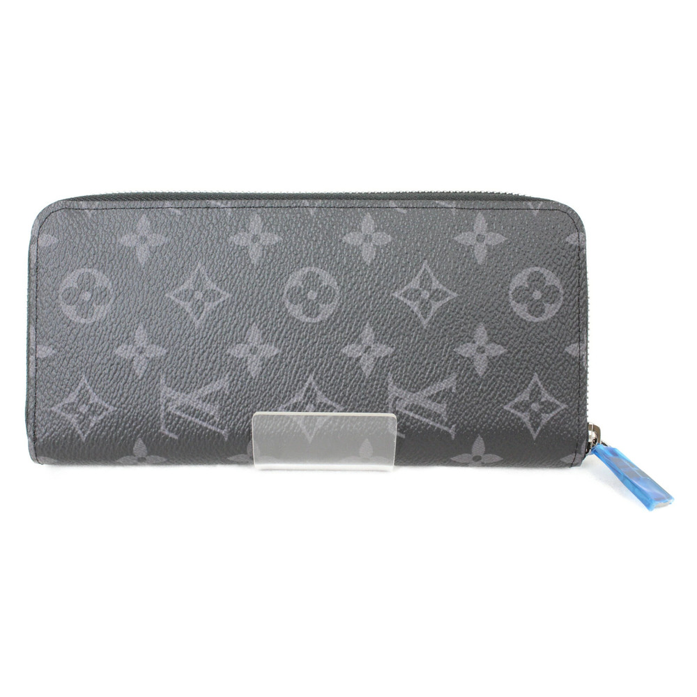 Louis Vuitton Canvas Zippy Black Vertical Wallet Eclipse Monogram Gray